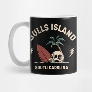 Vintage Surfing Bulls Island South Carolina // Retro Surf Skull Mug